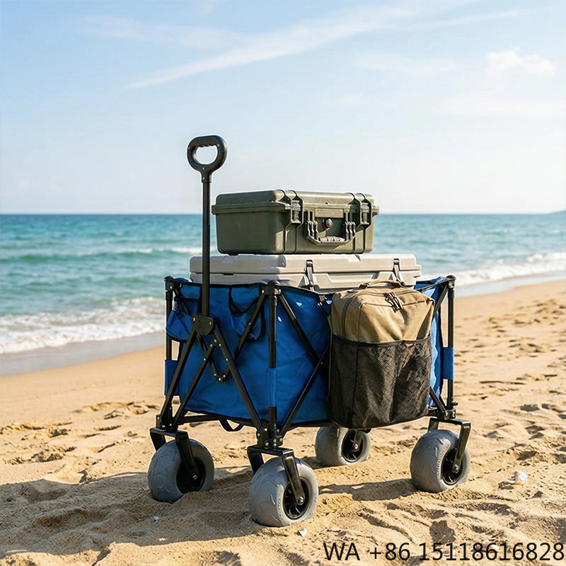 Outdoor Camping Set - Foldable Metal Beach Wagon Quick Release