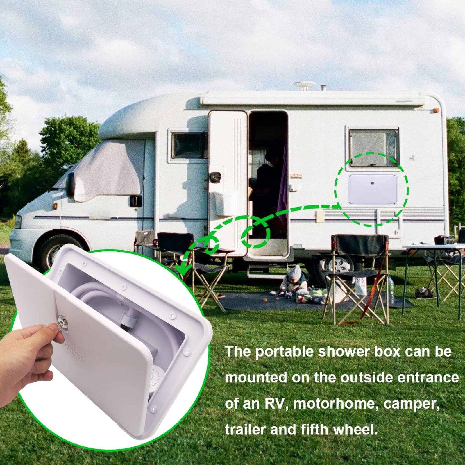 RV Exterior Shower Box Compact - Outdoor Camping Set ulasan dan harga