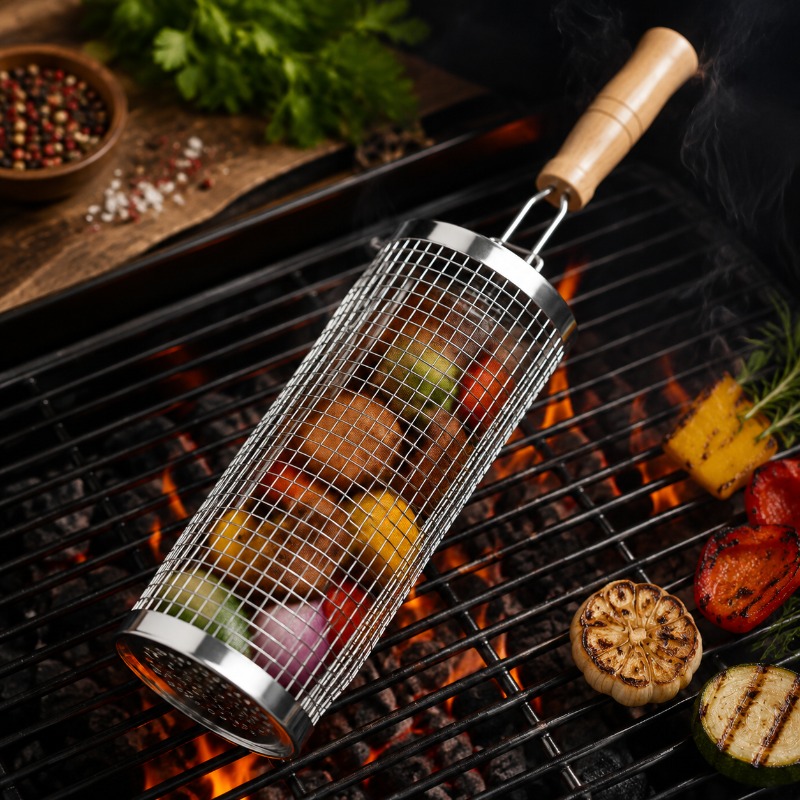 Round Barbecue Grill Basket Se - Outdoor Camping Outfit ulasan dan harga